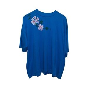 Vintage Women’s 90’s Hand painted Floral T-Shirt Sunbelt Sportswear One Size 2XL